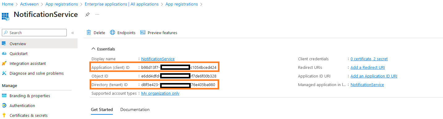 microsoft app tenant client id